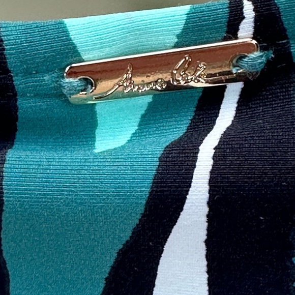 Anne Cole High Waist Palm Print Bikini Briefs - Green White - size Small - Picture 3 of 8